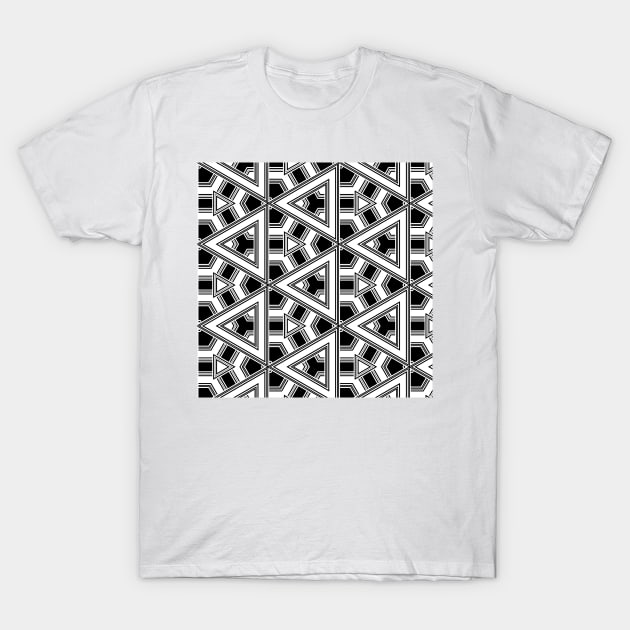 Black And White Geometric T-Shirt by justrachna